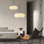 suspension lumineuse soie blanc rayures horizontales moderne passe câble noir