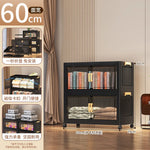 meuble rangement noir grille transparente moderne roulettes pliable grande capacité