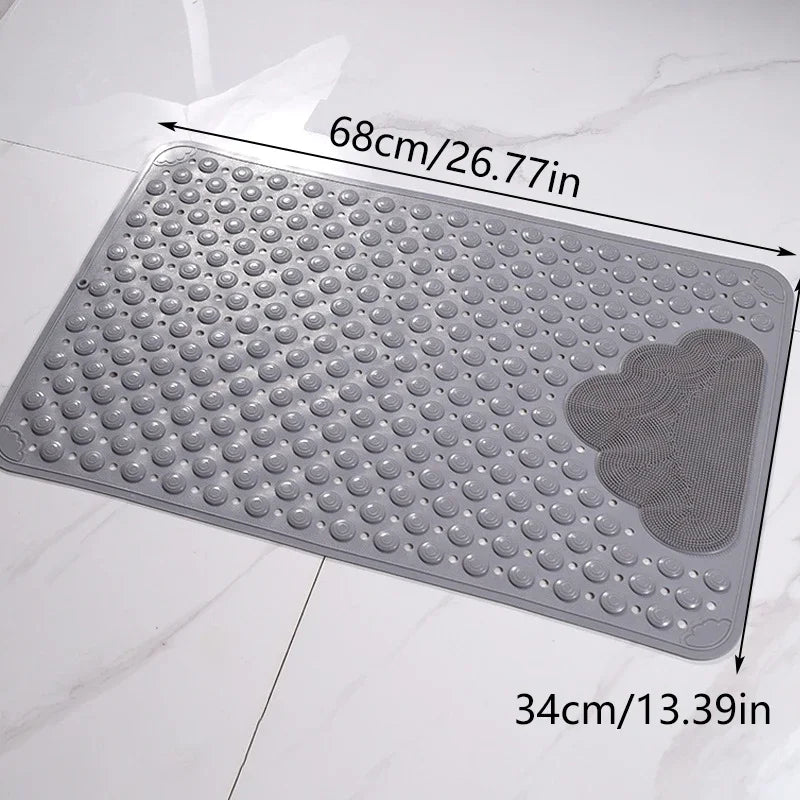 tapis douche bain gris bleu clair texturé cercles reliefs moderne minimaliste