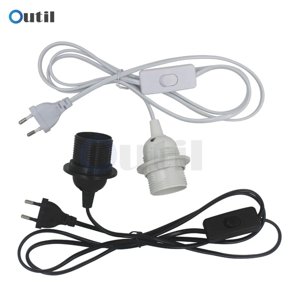 suspension lampe moderne kit noir blanc clips e27 ampoule support câble 1.8m interrupteur 303