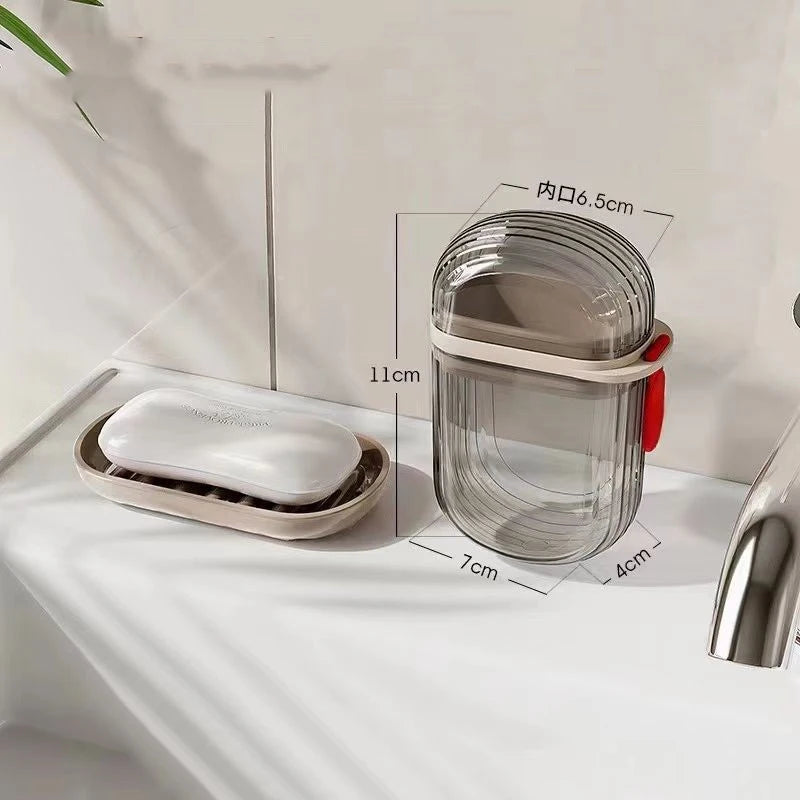 boîte rangement transparent moderne plateau drainage produits toilette portable minimaliste