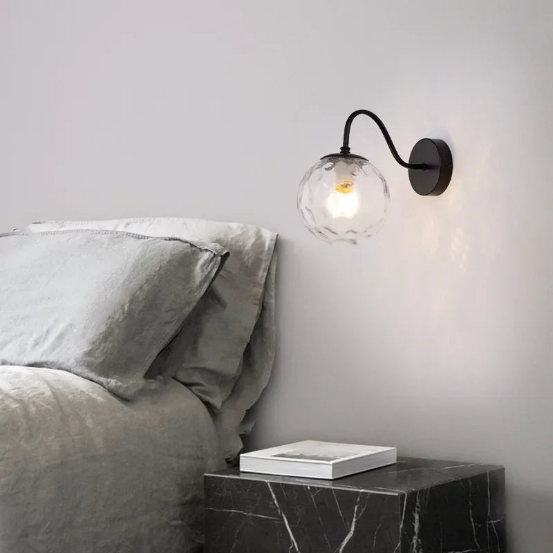 lampe murale moderne appliquée verre noir doré brillante chambre entrée fixée minimaliste lumière led