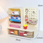 boîte rangement multifonction beige points noirs moderne imperméable plastique transparent figurine sac stylo marqueur