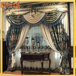 rideaux floral vert foncé motifs végétaux broderies semi transparents baroque
