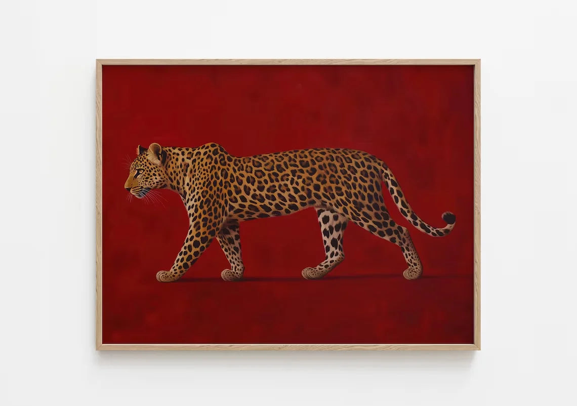 tableau toile léopard rouge moderne sans cadre abstrait classique impression toile chambre masculine decoration