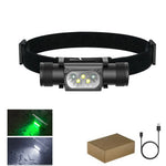 lampe torche rechargeable led uv blanc rouge verte bleue pêche chasse ceinture moderne