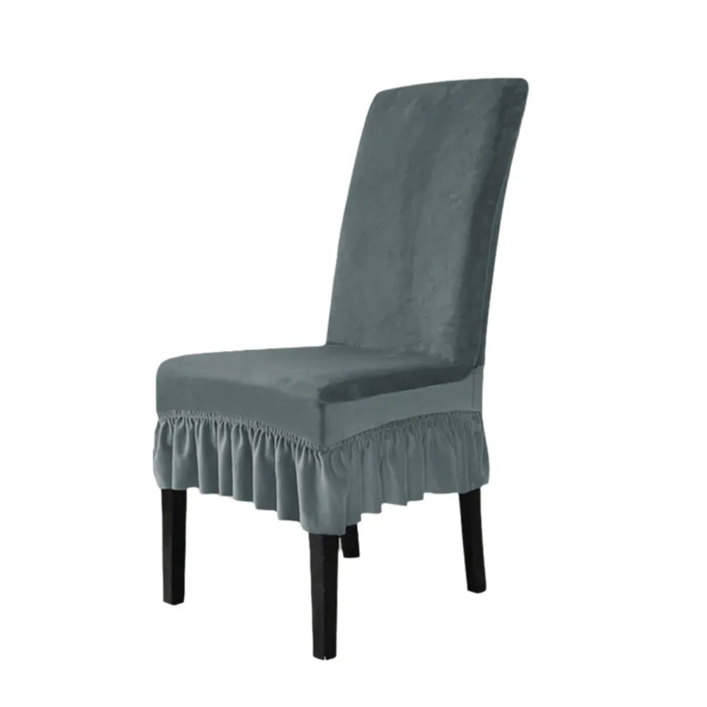 Housse chaise velours coton polyester noir gris classique anti poussière mariage banquete
