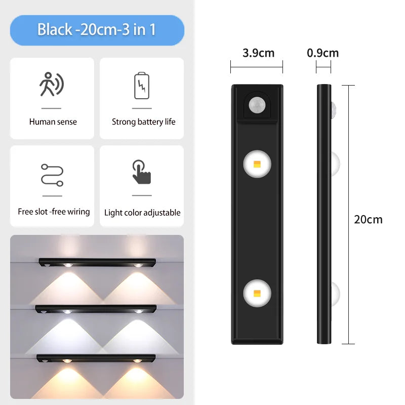 éclairage led sous cabinet blanc triangle moderne clips rechargeable usb