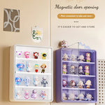 boîtes figurines transparentes modernes mur blanc violet pliables rangement anti poussière