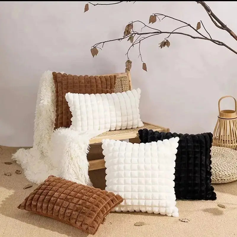 taie oreiller polyester animal compagnie lapin blanc noir marron texture relief moderne fixations