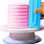 couteau gâteau dents scie spatule réglable blanc rose utilitaire pâtisserie cuisine pliable rigide