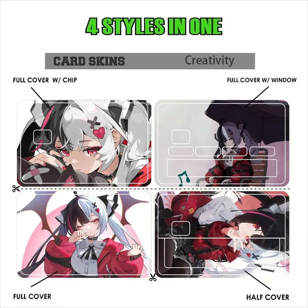 adhésif décoratif cartes bancaires dessin animé personnages motifs waterproof réutilisable noir blanc rouge gris
