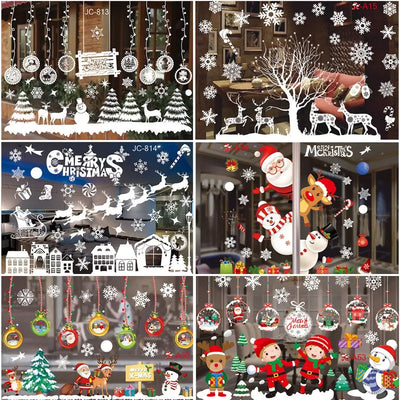 Autocollants muraux de Noël pour fenêtre en plastique multicolore