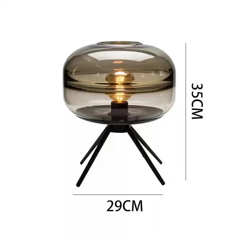 lampe sol moderne transparente ampoule filament noir gris fumé led verre minimaliste