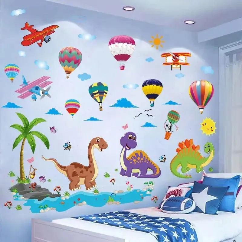 stickers muraux animaux cartoon multicolores enfants deco chambre salon adhésifs