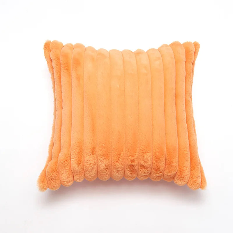 coussin décoratif moderne double face peluche rouge orange vert blanc rose