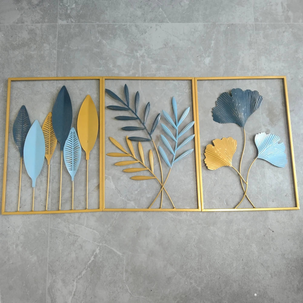 Décoration murale métal feuille érable ginkgo
