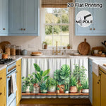 rideau décoration botanique impression plantes pots fond blanc rustique moderneôtel hospitalierôtel polyester machine wash