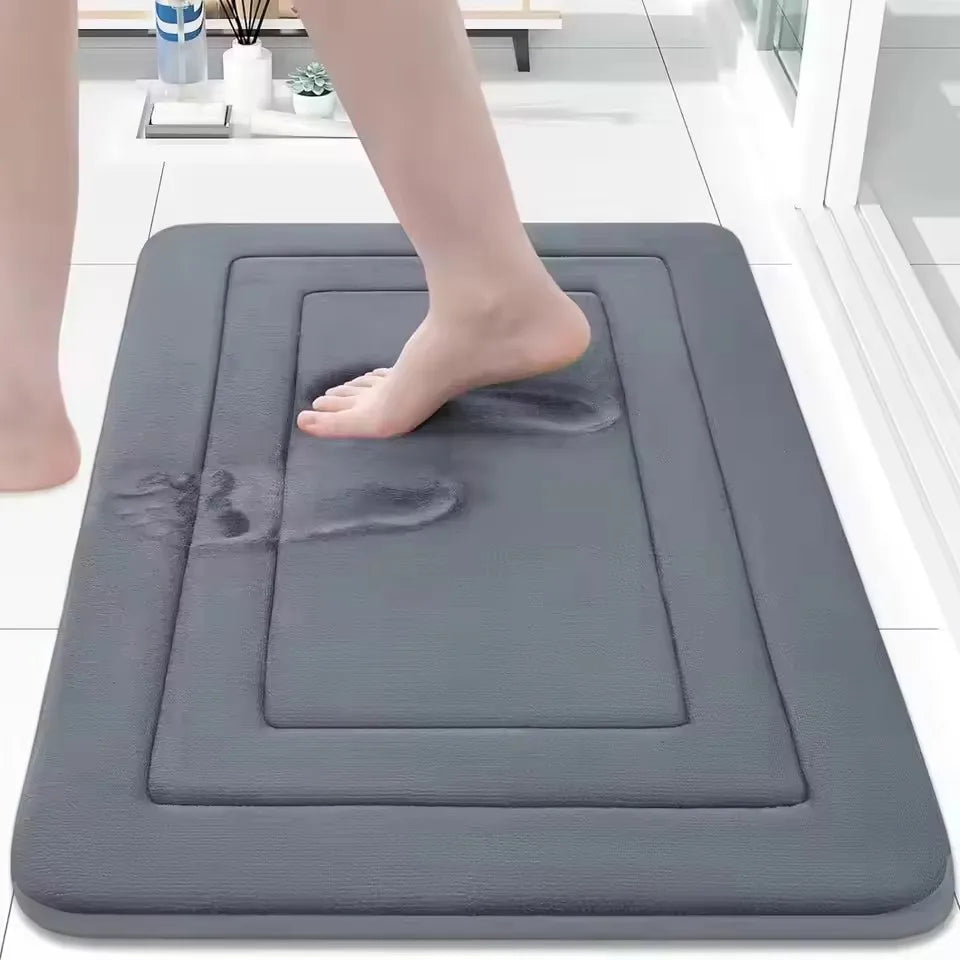 tapis bain moderne gris absorbant antidérapant doux machine lavable mémoire forme salon