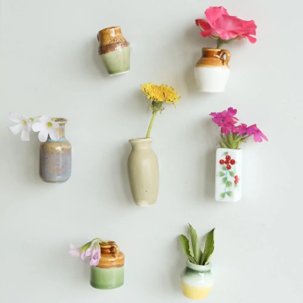 vase mural adhésif vintage minimaliste motifs floraux couleurs vives petits espaces deco