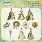 autocollants multicolores vintage romantiques motifs historiques opaques décoration journal 20 pièces