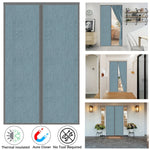 rideau porte bleu clair texture tissée moderne adhésif ruban clips isolation hiver
