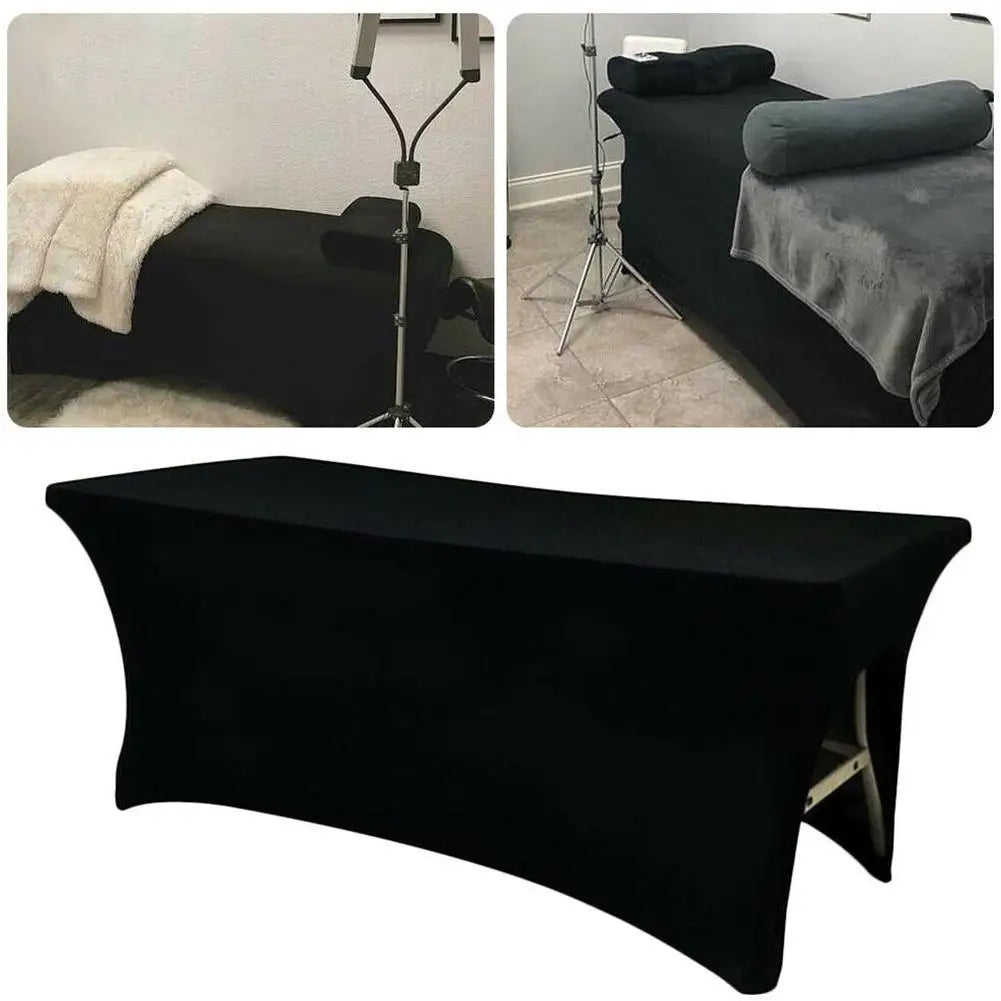 lit massage housse élastique noir gris blanc salon beauté professionnel moderne