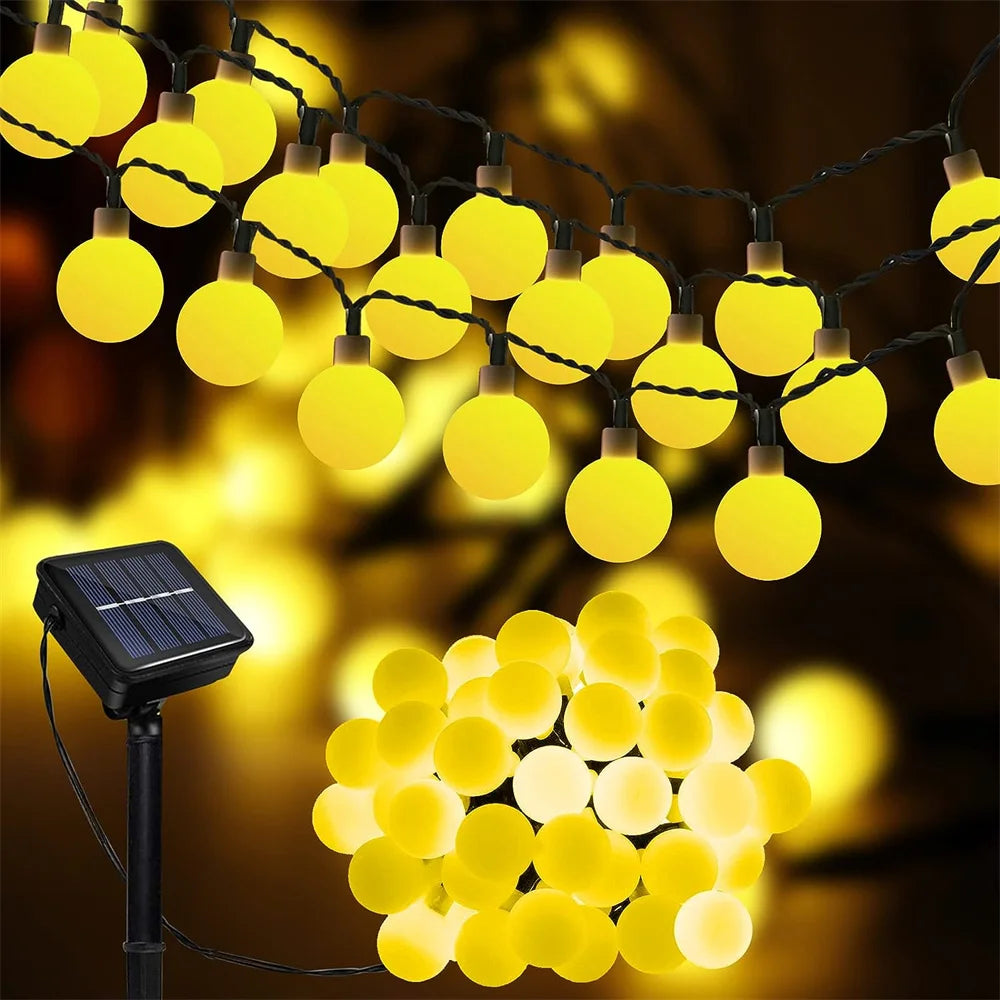 guirlande lumineuse solaire 200 led multicolore modes moderne décoration extérieure jardin boules sphériques
