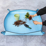 tapis jardinage bleu rose vert motif géométrique pliant pot fleur terre moderne