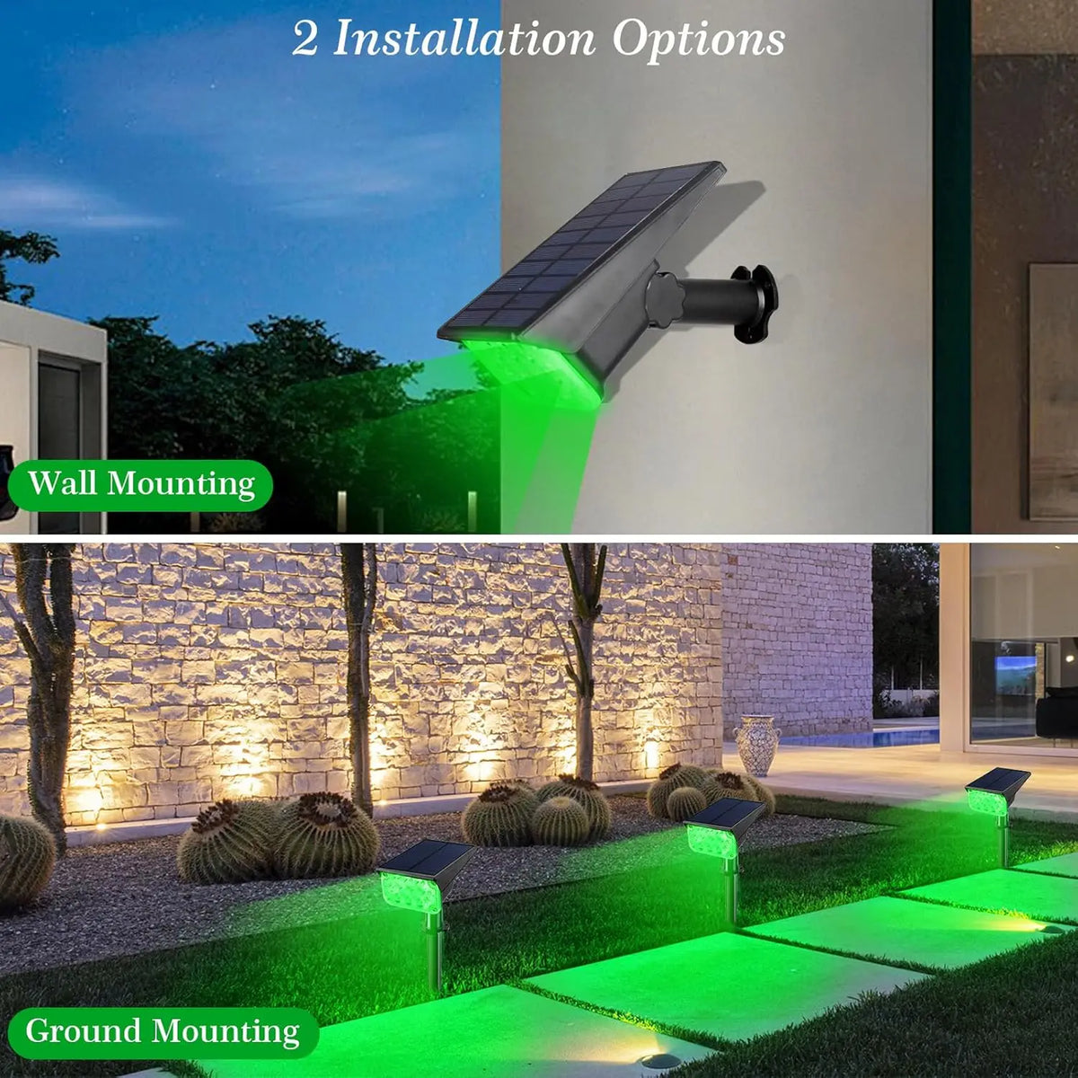 projecteur solaire extérieur ip65 étanche led moderne noir vert adjustable brightness