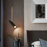 lampe suspendue moderne blanc noir or rond cylindrique câble salon chambre étude