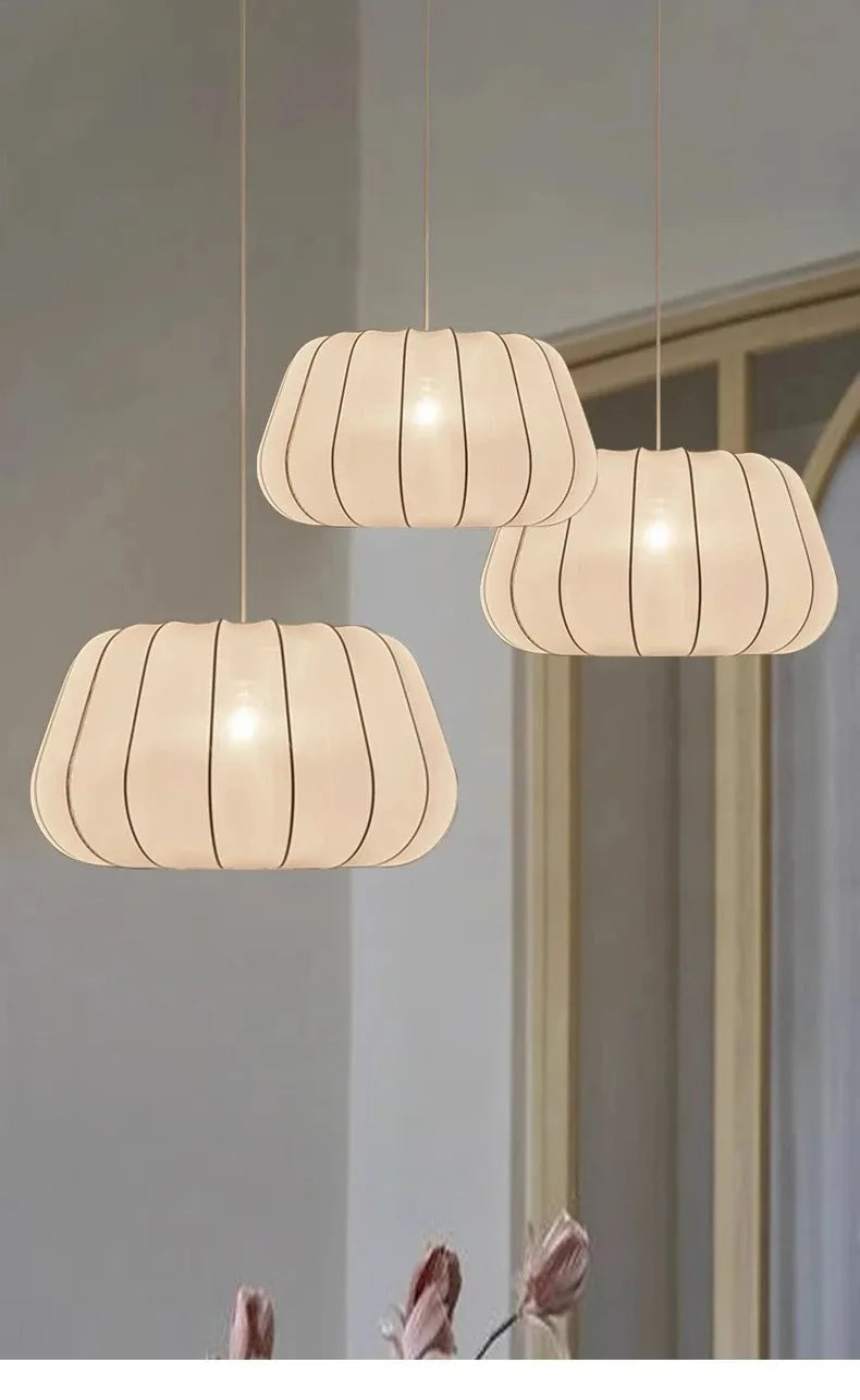 lampe suspendue tissu blanc rayures moderne salon chambre chaîne flux lumineux 249 2000 volts