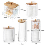 boîtes rangement transparentes couvercle bois boîte coton tige lingettes cosmétiques multifonctionnelle rechargeable moderne minimaliste