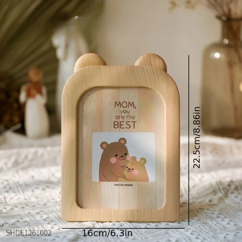 cadre photo bois naturel rayures horizontales illustration animale moderne ornement décoration