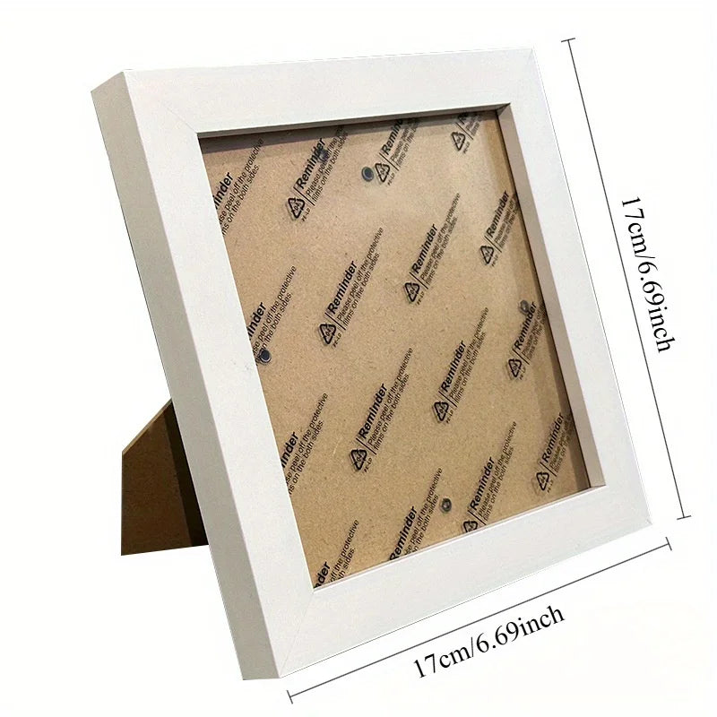 cadre photo carré blanc moderne minimaliste support inclinable triangles arrière photos incluses