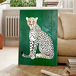 tableau moderne léopard vert animal abstrait toile sans cadre décoration chambre salon