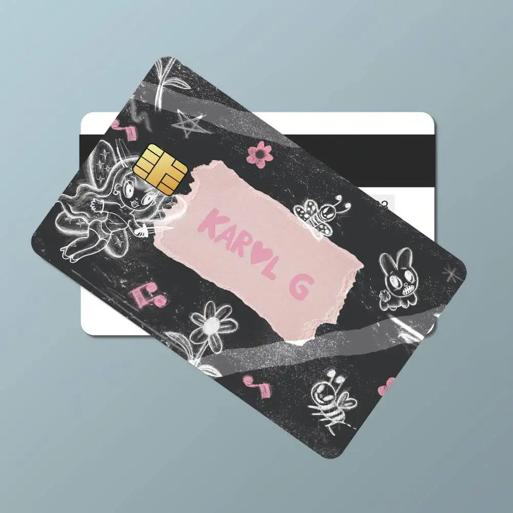 carte sim personnalisée karol papier étanche adhésif papillons fleurs notes musicales grunge creative