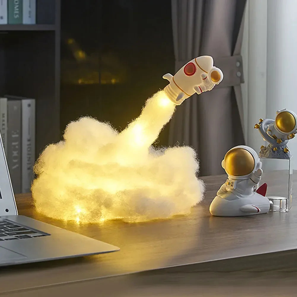 veilleuse led fusée spatiale blanc rouge jaune moderne nuit enfant décoration maison twinkle light