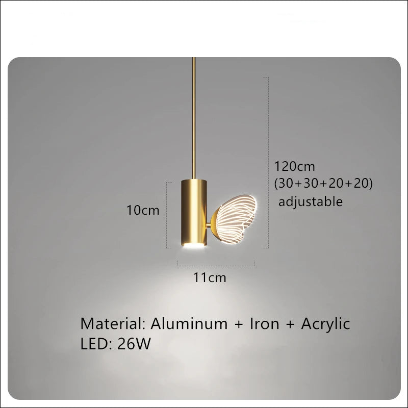 lampe suspendue or blanc papillons relief cercles lumineux moderne minimaliste certifiée led acrylique haute