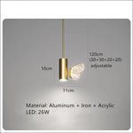 lampe suspendue or blanc papillons relief cercles lumineux moderne minimaliste certifiée led acrylique haute
