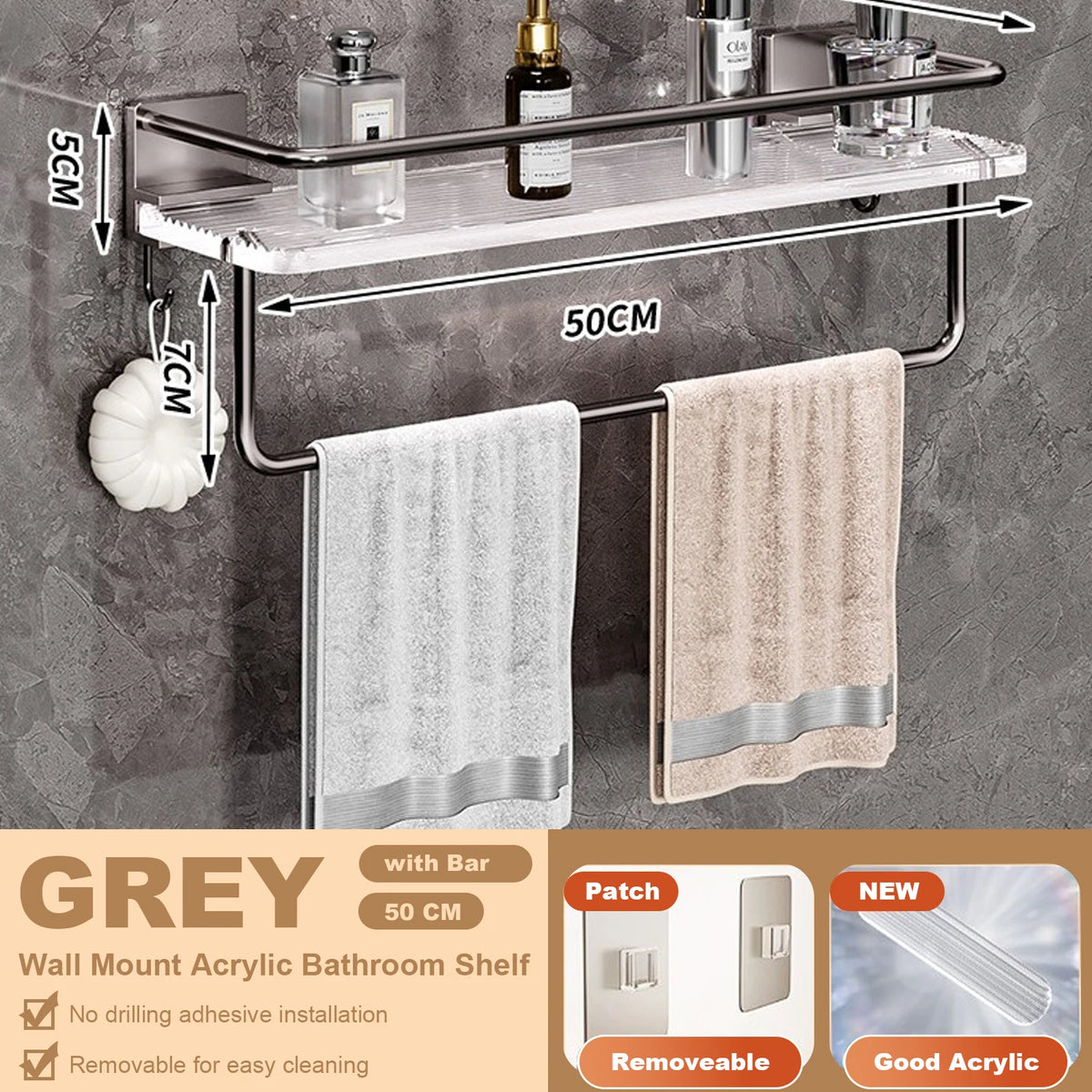 étagères murales salle bain blanc modernes adhésives sans perçage aluminium acrylique double niveau minimaliste