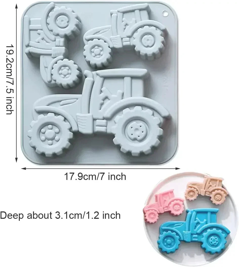moules gâteau silicone tracteurs rose bleu modernes facilement nettoyables sans odeur déformable respectueux environnementOpaque