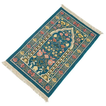 tapis prière traditionnel motifs floraux géométriques polyester antidérapant noir vert rouge bleu