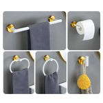 accessoires salle bain blanc moderne adhésif serviette papier toilette gant toilette inoxydable brossé