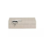 boîte bijoux cuir moderne carré poignées dorées beige noir grande taille