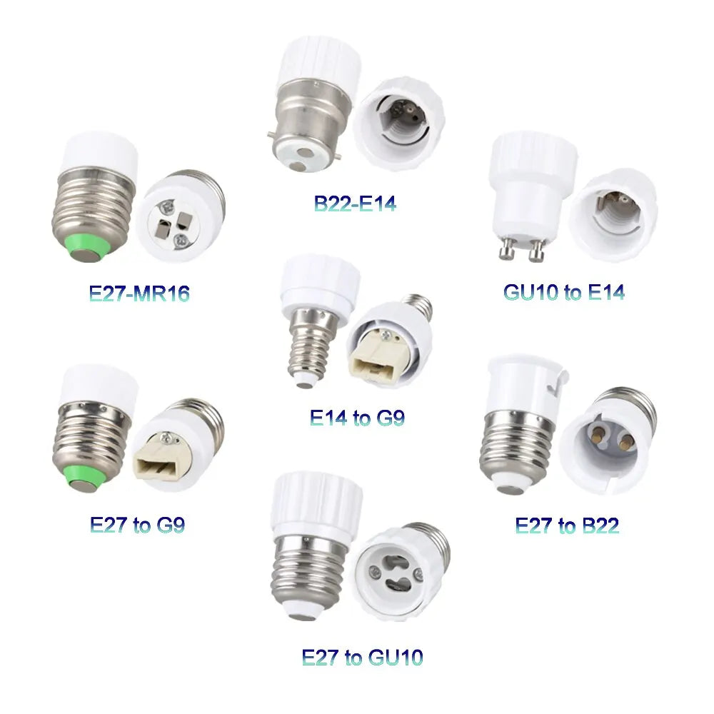 adaptateurs culot led e27 e14 b22 gu10 ignifuge adhésifs modernes blancs certification rohs fcc