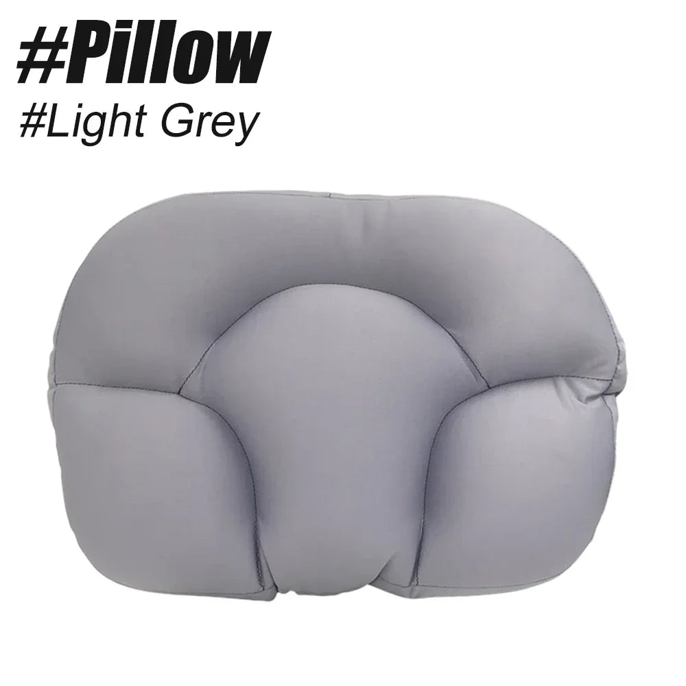 coussin cervical mousse lente bleu blanc gris texture douce ergonomique