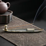 support encens bronze doré poissons géométrique artisanal aromathérapie décoration maison