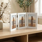 cadre photo triplé bois clair noir minimaliste charnières photos décoratives pouces pouces blanc foncé