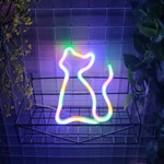 néon chat forme animaux chambre veilleuse led rose blanc moderne adhésif mur opaque